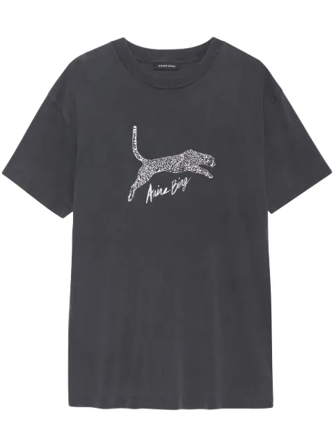 ANINE BING Walker leopard-logo organic cotton T-shirt