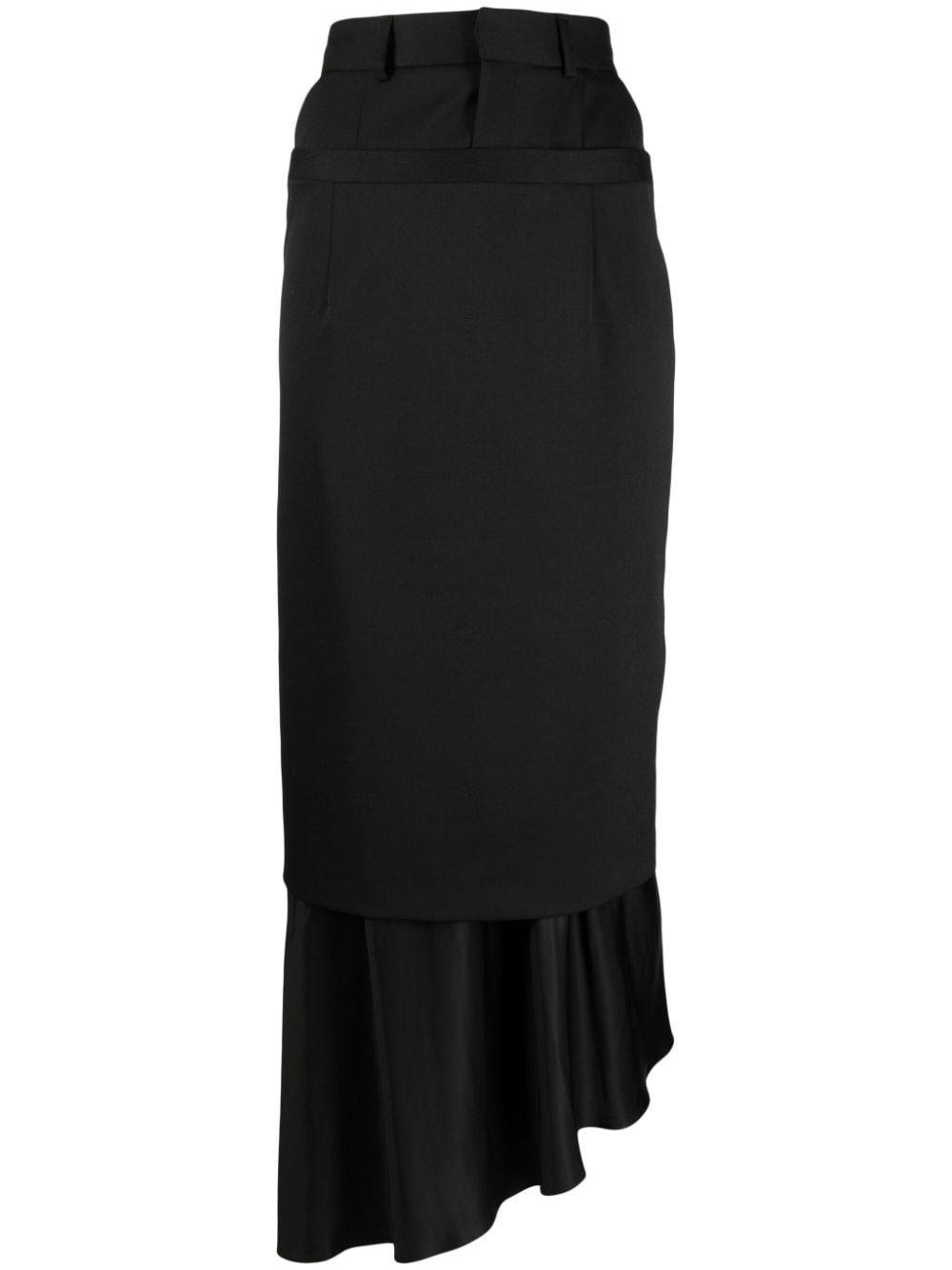 Shop Mm6 Maison Margiela Layered Asymmetric Maxi Skirt In Black