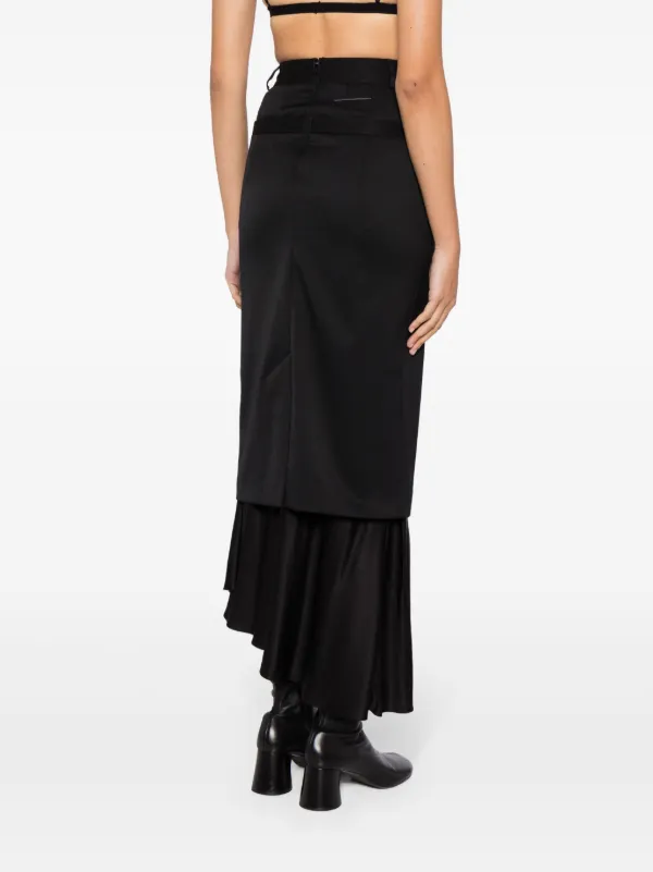 【10％OFF】 Layered Margiela Maison MM6 Asymmetric Black | Skirt Maxi スカート
