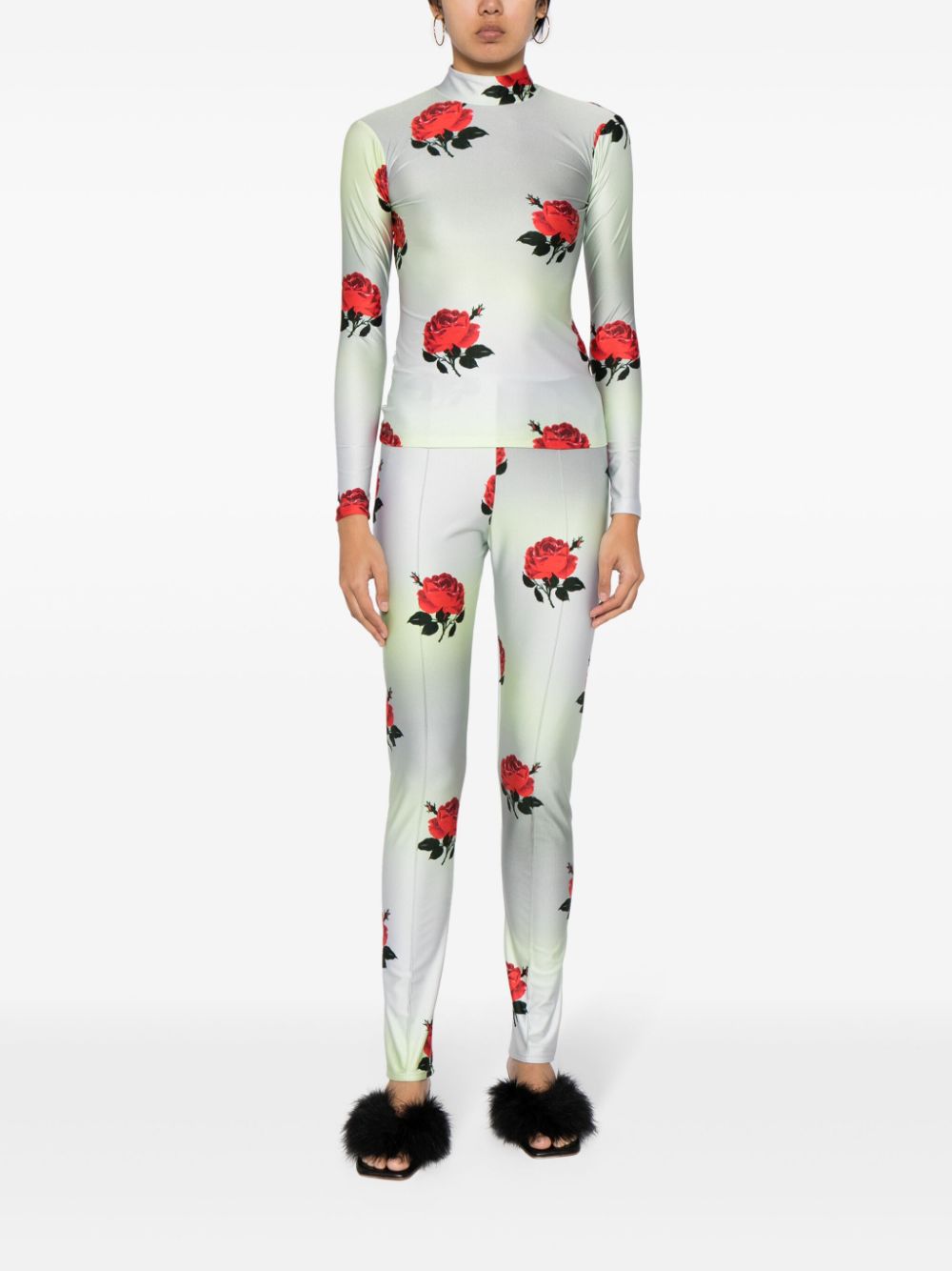 MERYLL ROGGE Skinny legging met bloemenprint - Groen