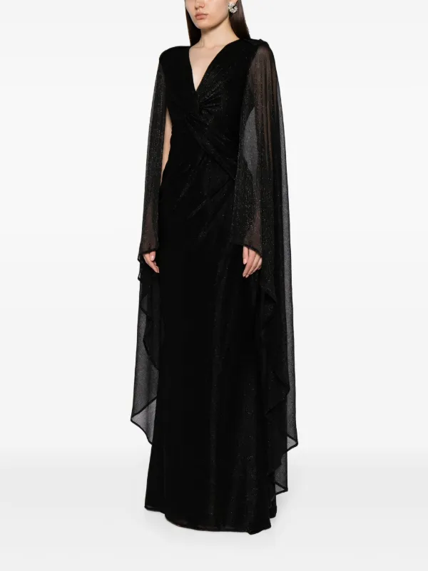 Talbot Runhof Metallic V-Neck Dress - Black