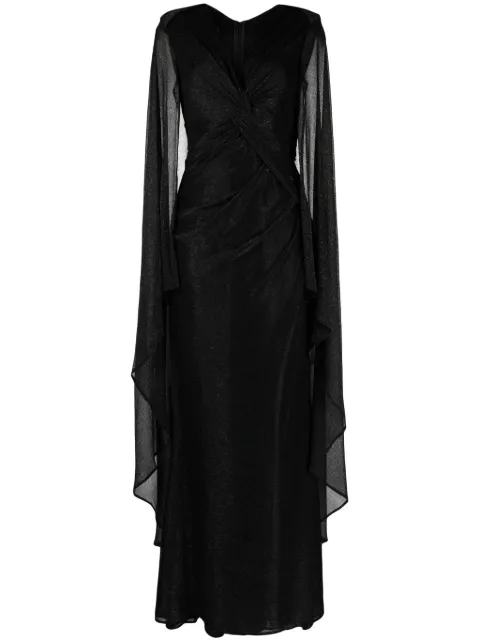 Talbot Runhof vestido metalizado con cuello en V