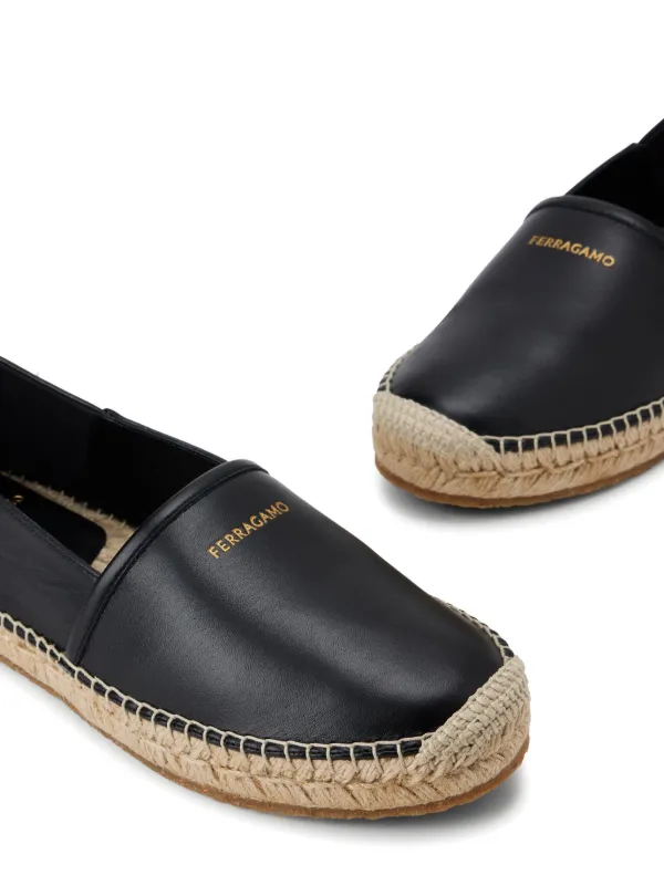 Ferragamo logo debossed Leather Espadrilles Black FARFETCH IE