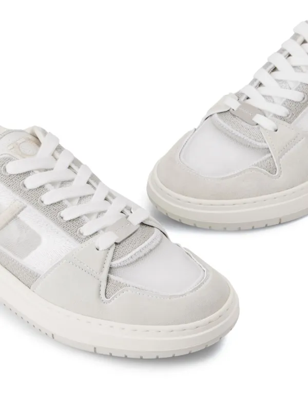 Ferragamo Mesh Suede lace-up Sneakers | White | FARFETCH JO