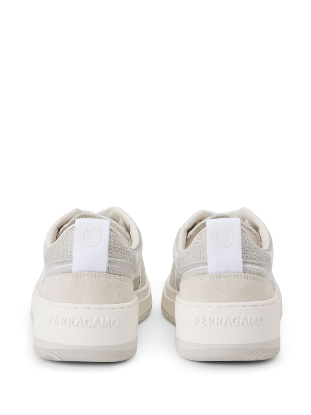 Ferragamo Mesh suede lace-up sneakers White