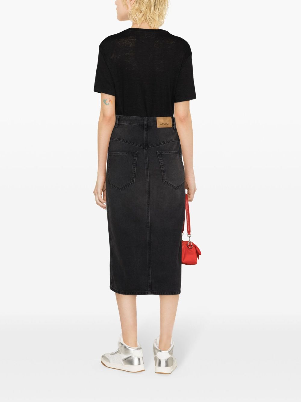 Shop Marant Etoile Vandy Denim Midi Skirt In Black