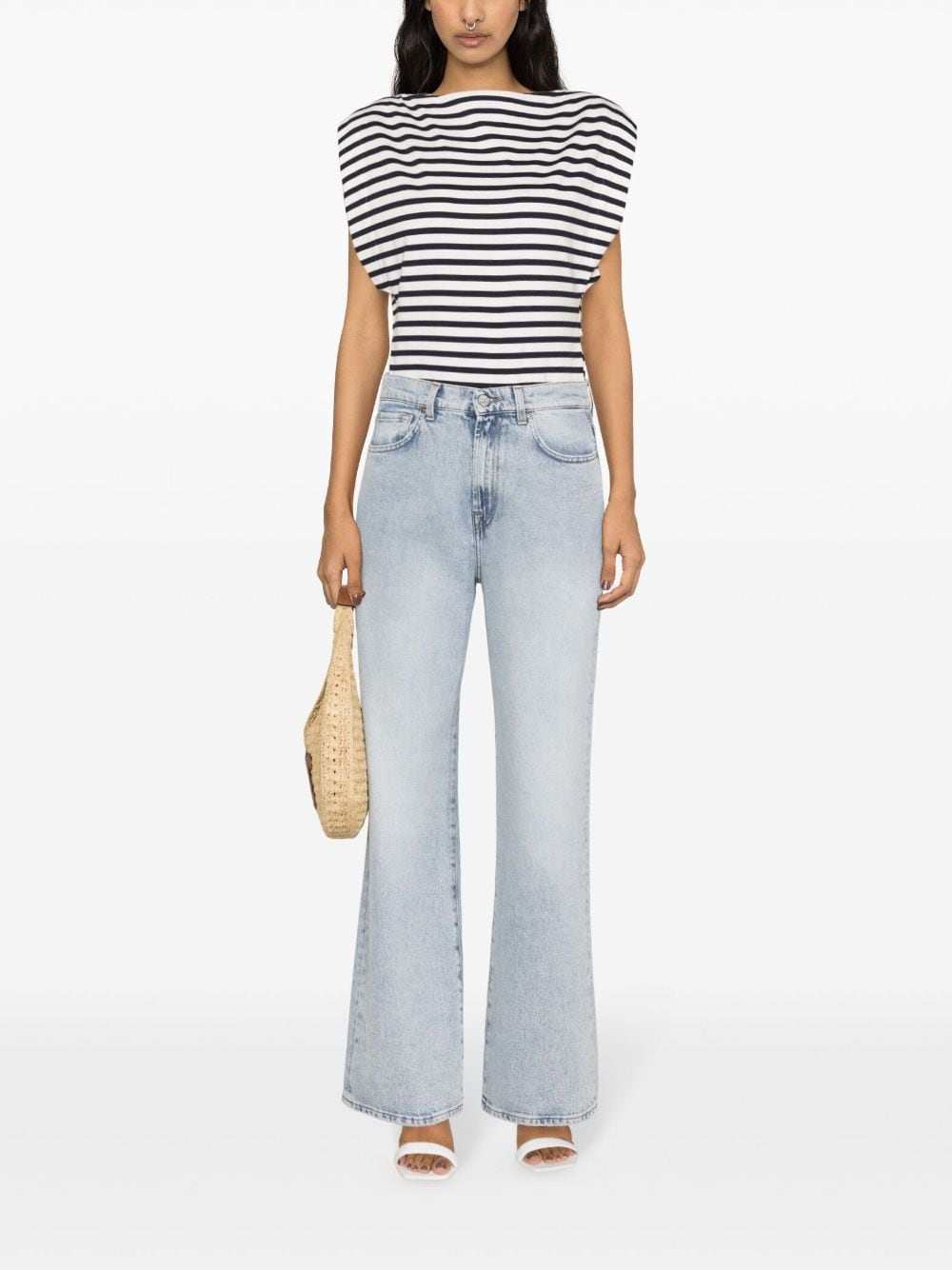 Shop 7 For All Mankind X Chiara Biasi Arctic Mid-rise Straight Jeans In Blue