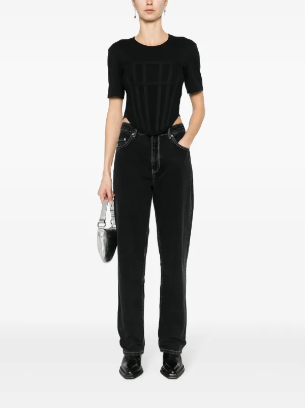 MOSCHINO JEANS contrast-stitching straight-leg Jeans | Black