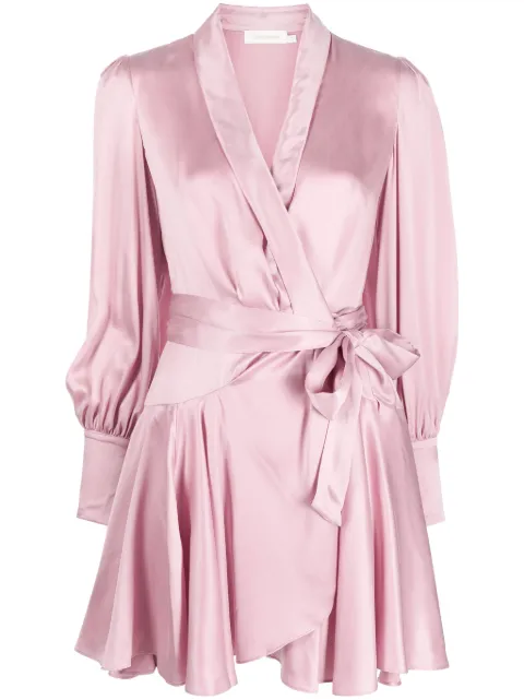 ZIMMERMANN long-sleeve wrap silk minidress