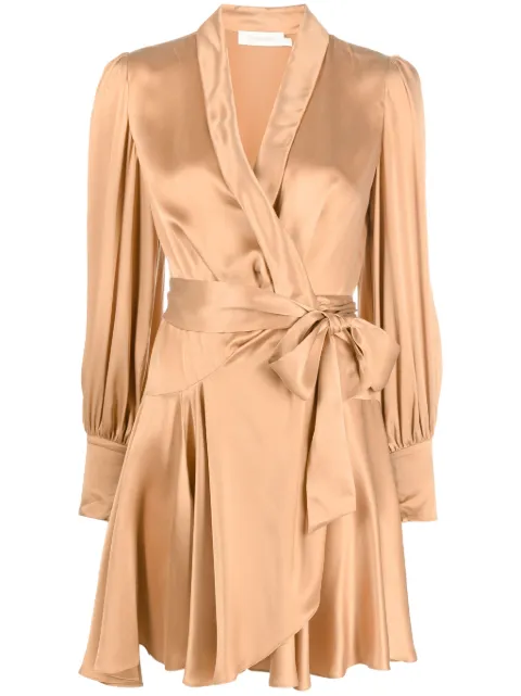 ZIMMERMANN long-sleeve wrap silk minidress