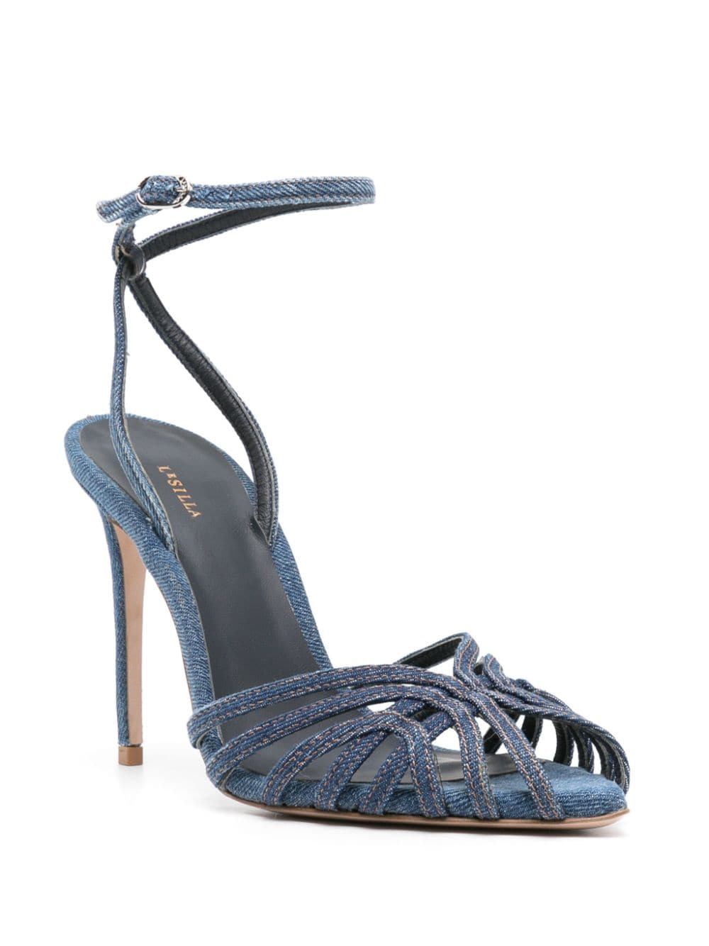 Shop Le Silla Embrace 110mm Denim Sandals In Blue