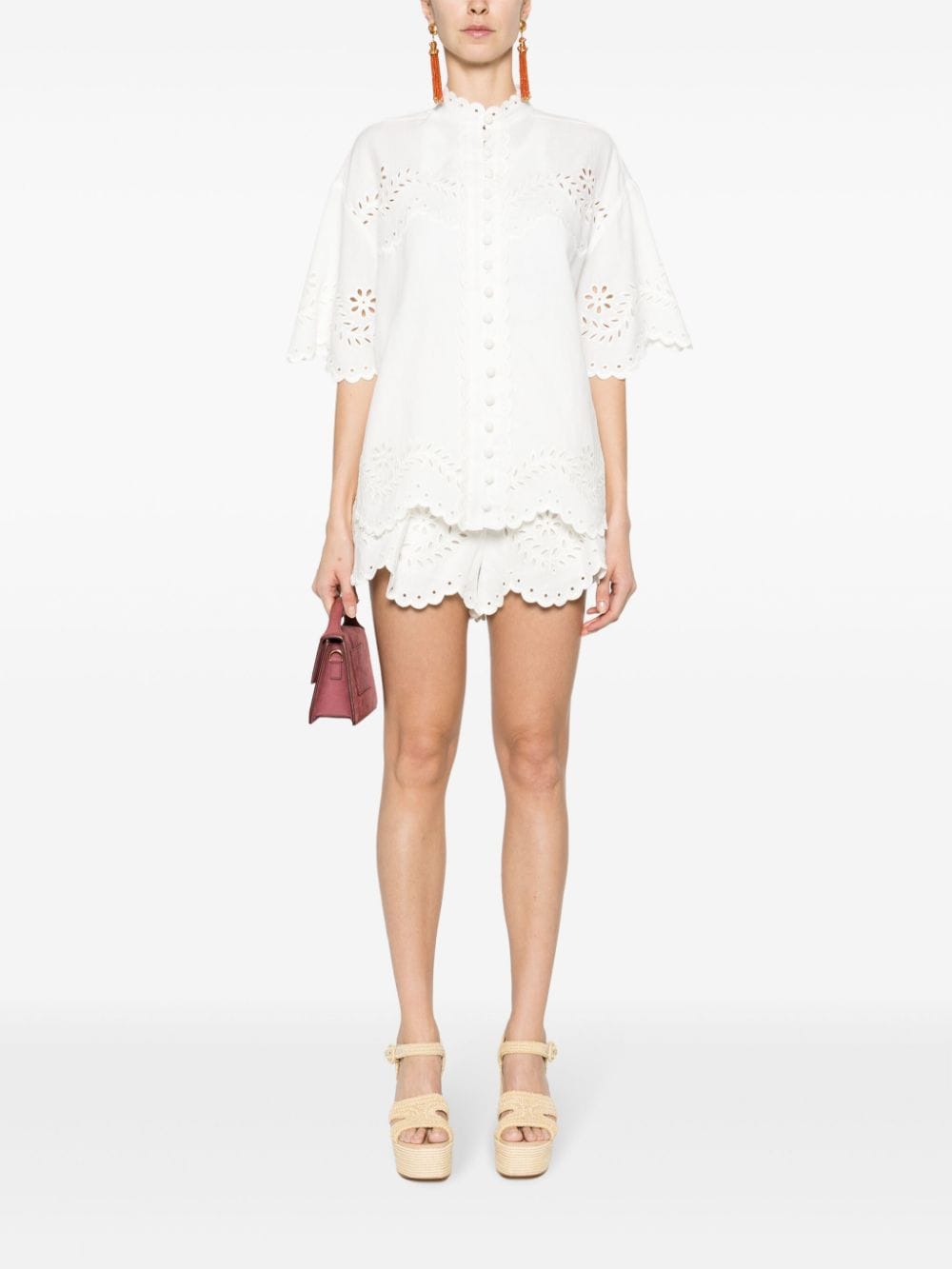 Shop Zimmermann Junie Floral-embroidered Shorts In White