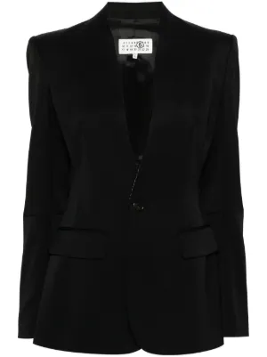 MM6 Maison Margiela ノーカラー シングルジャケット | ブラック