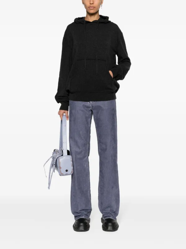 Maison Margiela four-stitch Logo Wool Blend Hoodie | Grey | FARFETCH