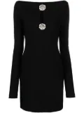 Blumarine rose-brooch-detail mini dress - Black