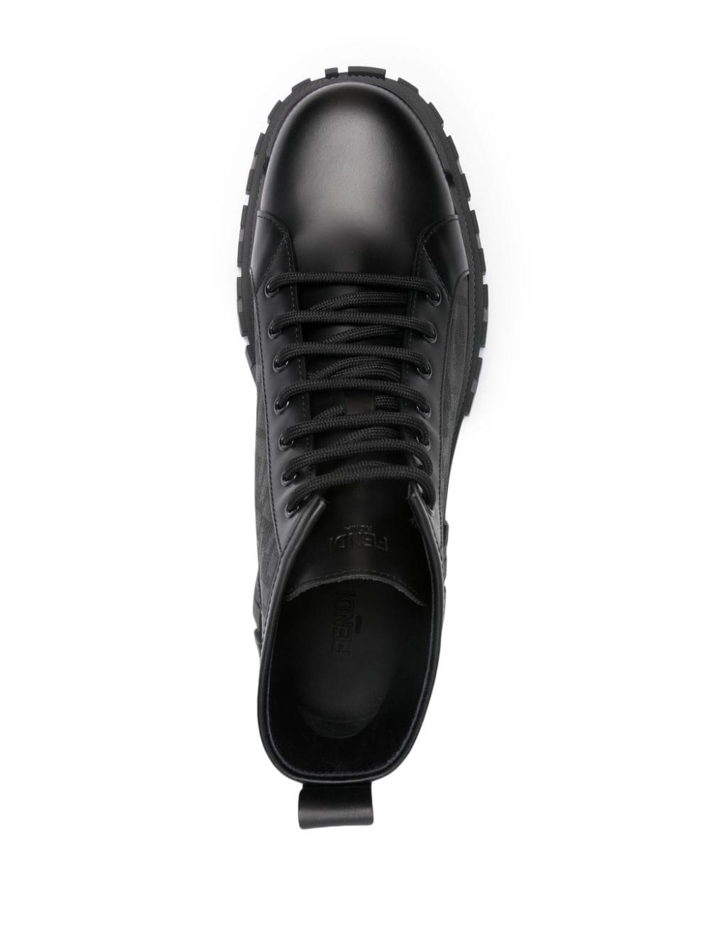Shop Fendi Ff-jacquard Leather Boots In Black