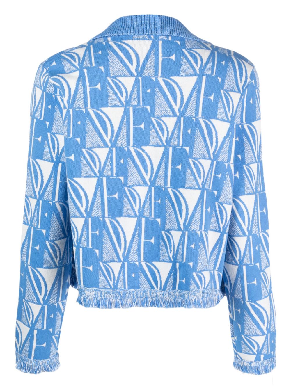Shop Diane Von Furstenberg Morgaine Logo-jacquard Cardigan In Blue