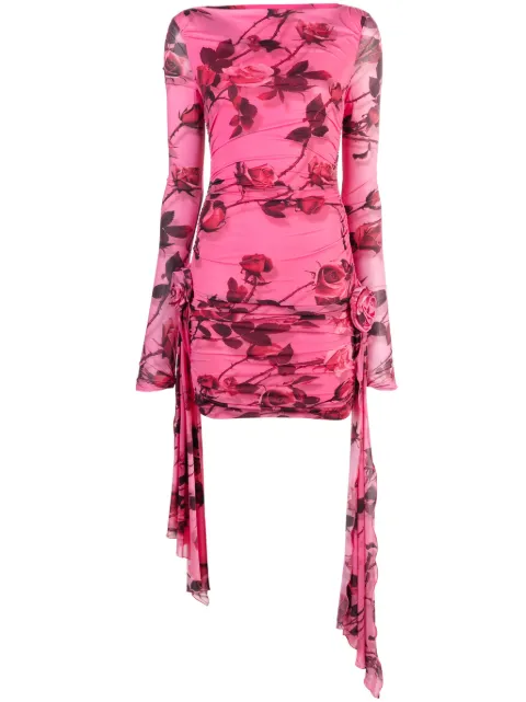 Blumarine rose-print bodycon minidress