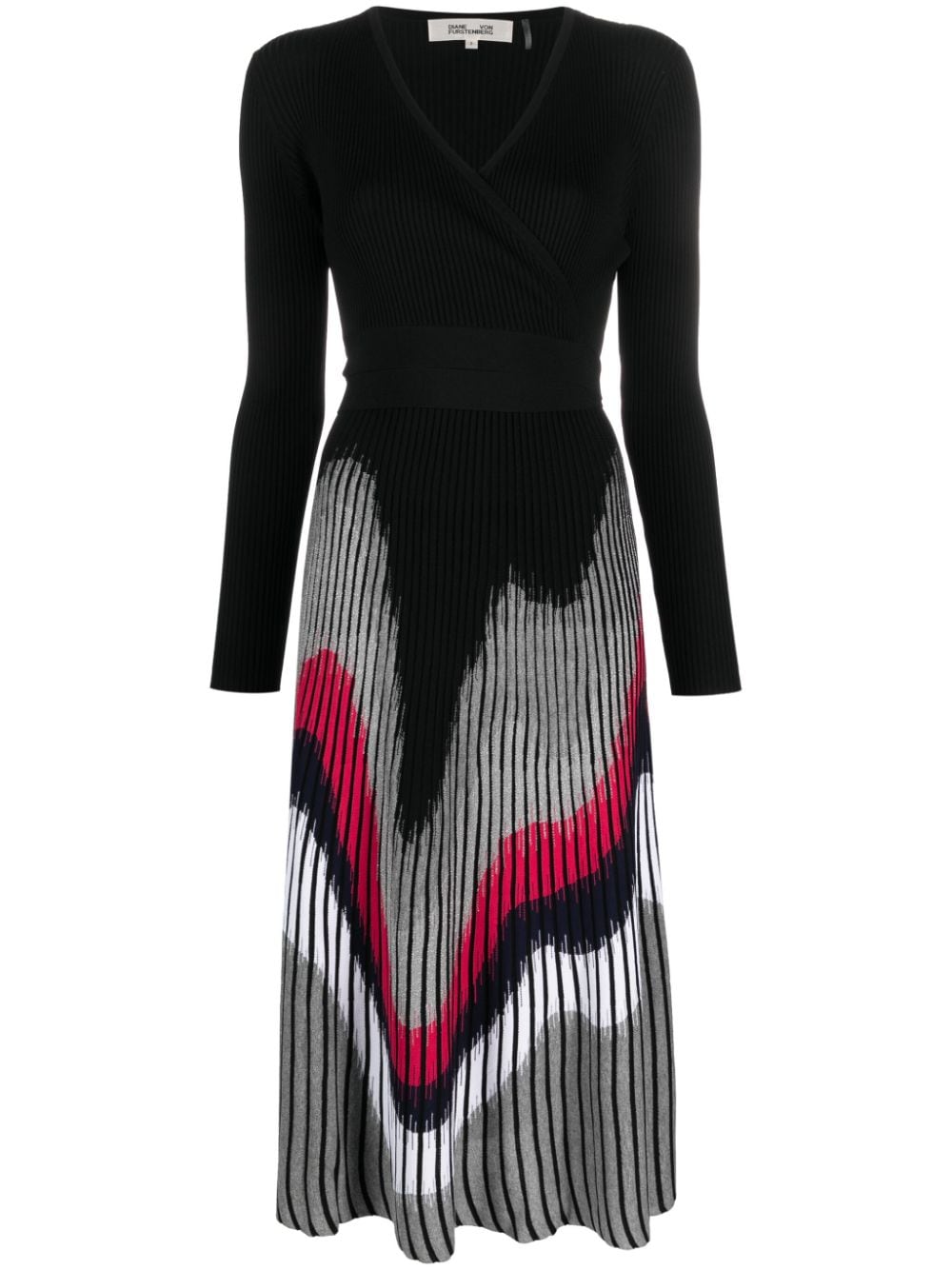 DVF Diane von Furstenberg Ribgebreide jurk Zwart