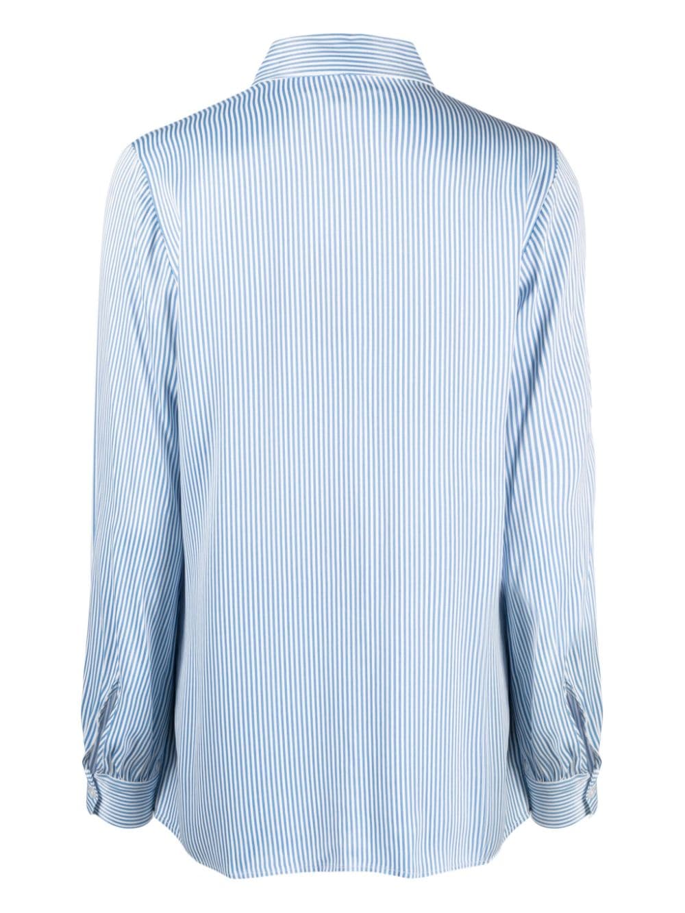 Shop Michael Michael Kors Bolo-tie Striped Shirt In Blue