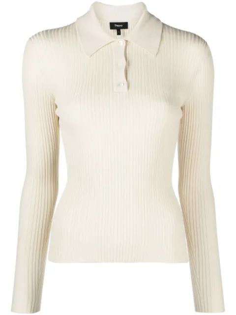 Theory long-sleeve ribbed polo shirt