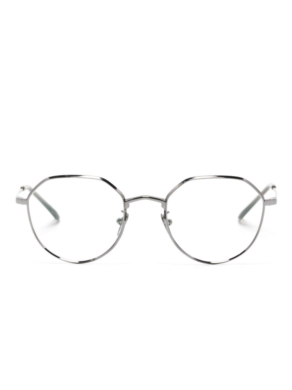 Giorgio Armani Geometric-frame Clear-lenses Glasses In Grey