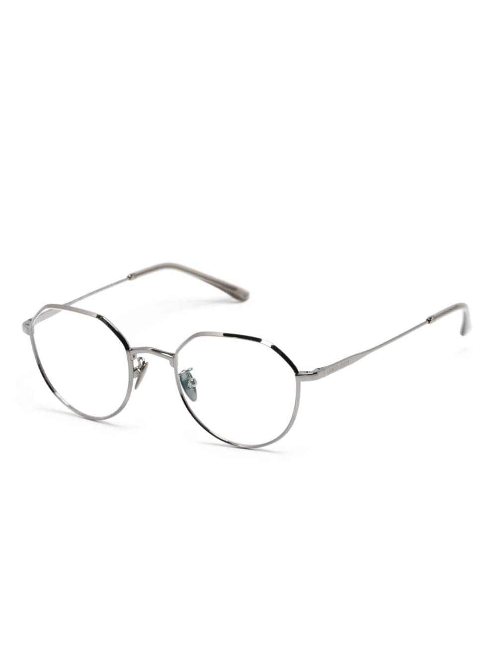 Shop Giorgio Armani Geometric-frame Clear-lenses Glasses In Grey