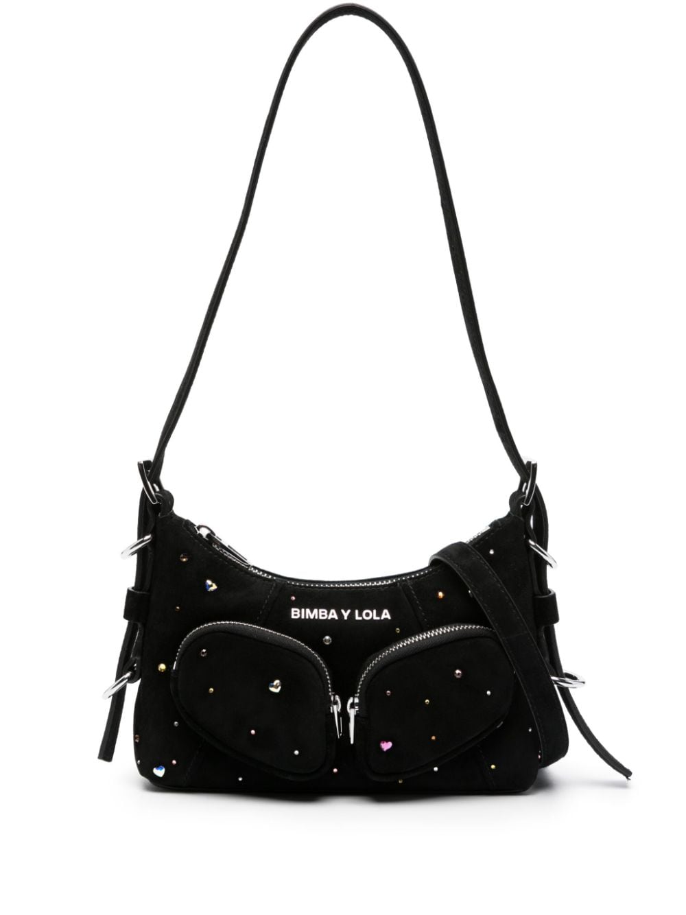 Bimba Y Lola Xs Swarovski-crystal Shoulder Bag In Black