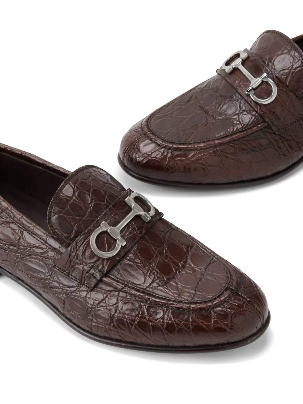 Ferragamo Gancini-buckle penny-slot loafers Brown