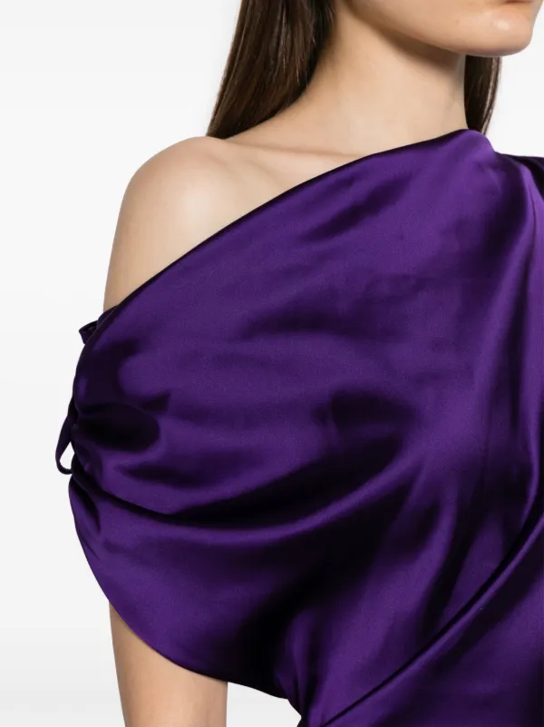 talbot runhof purple dress Talbot Runhof Gathered Satin Minidress | Purple