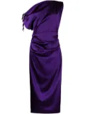 Talbot Runhof gathered satin minidress - Purple