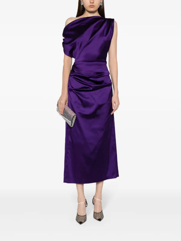 talbot runhof purple dress Talbot Runhof Gathered Satin Minidress | Purple
