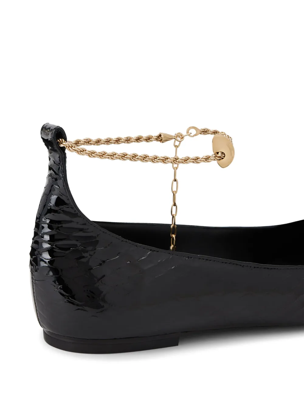 Ferragamo ankle-chain leather ballerinas Black