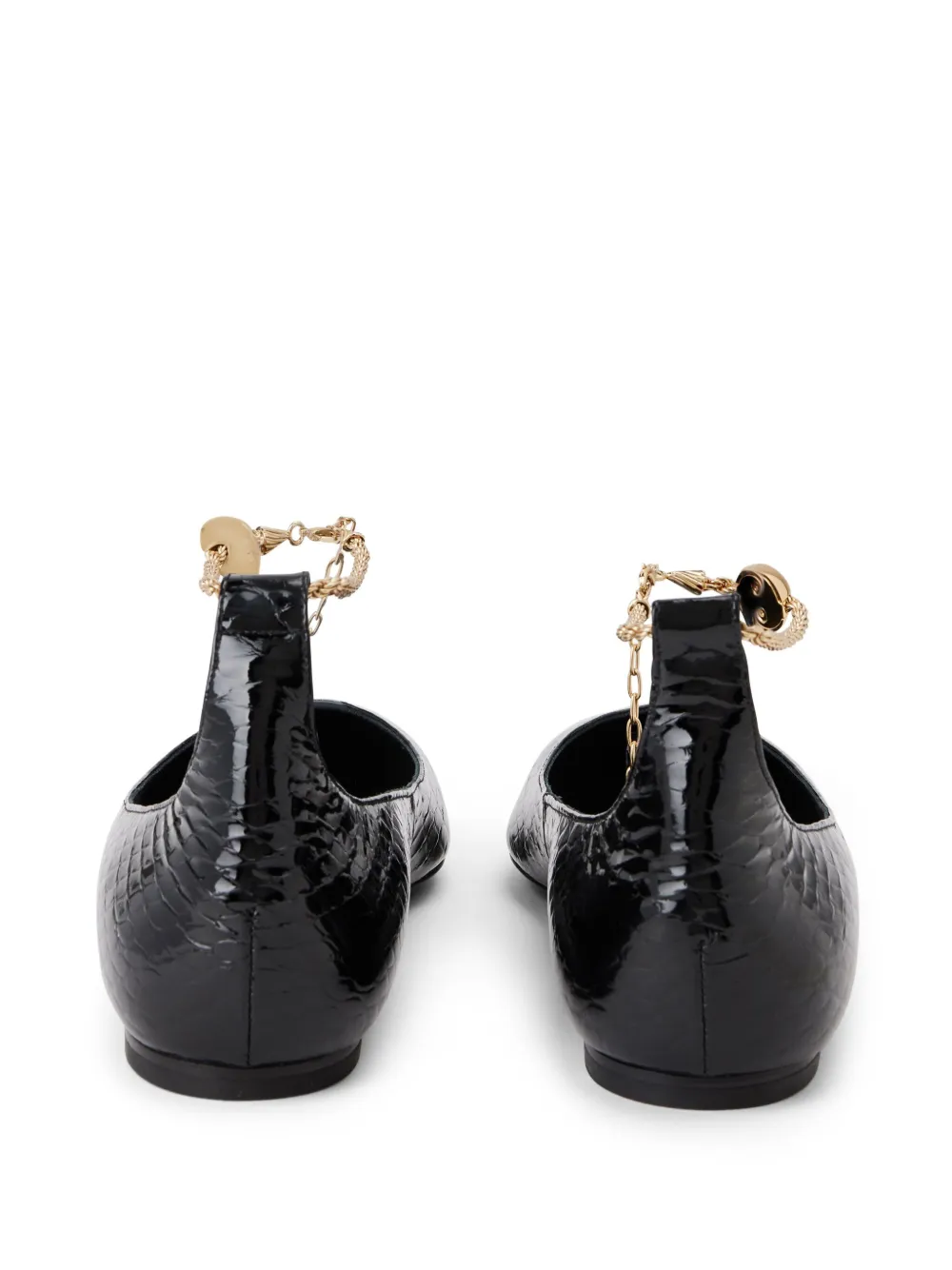 Ferragamo ankle-chain leather ballerinas Black