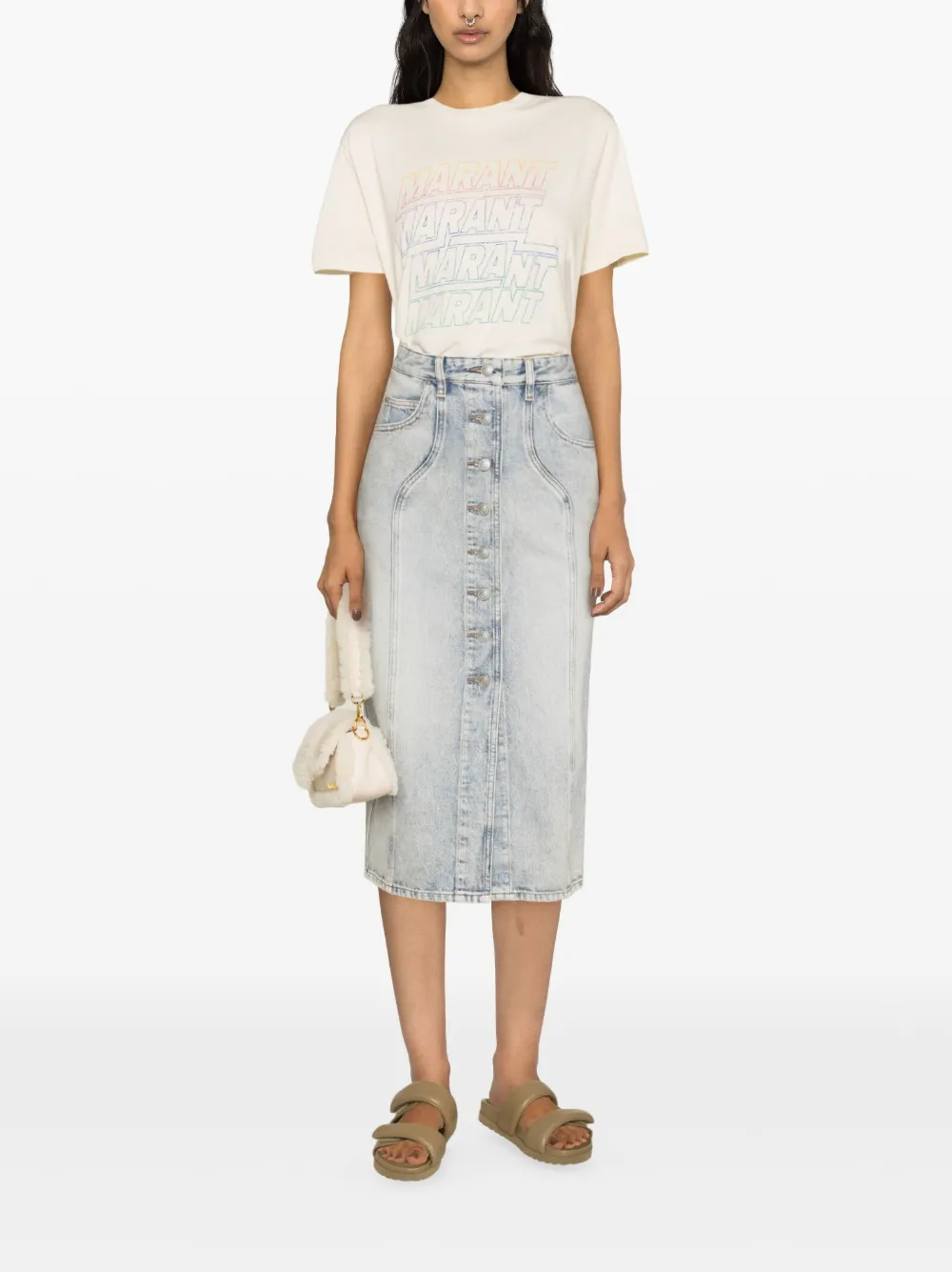 MARANT ÉTOILE Zoeline logo-print T-shirt - Beige