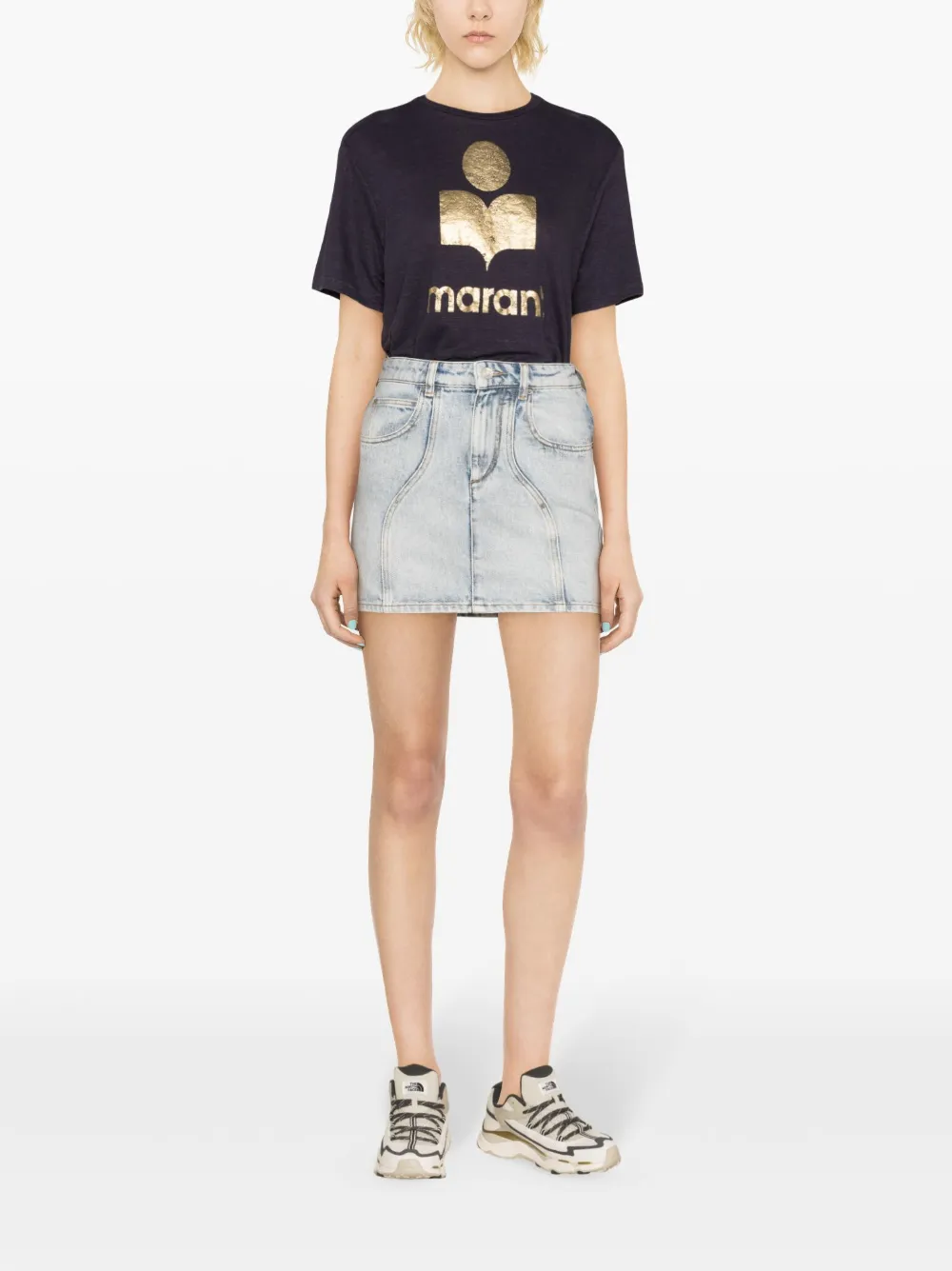 MARANT ÉTOILE Zewel logo-stamp T-shirt - Blauw