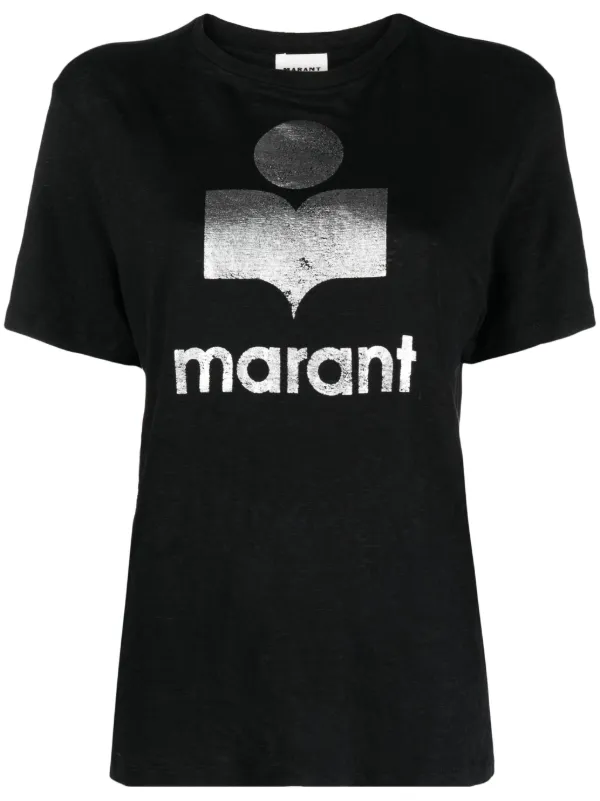 Marant Étoile Zewel Logo-print Linen T-shirt in Black