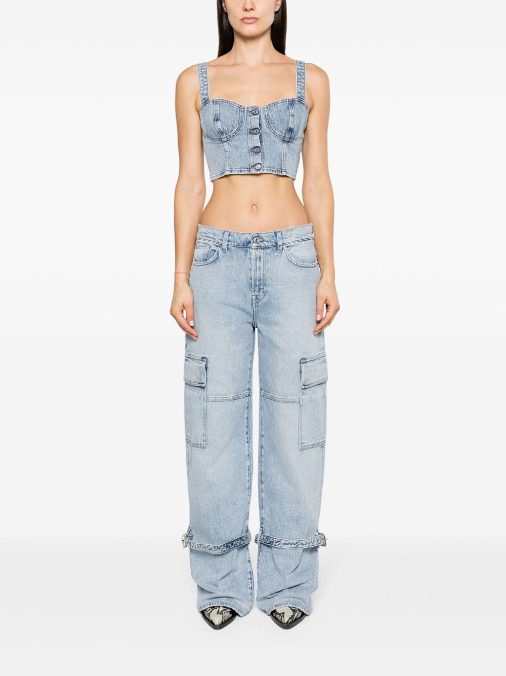 Shop 7 For All Mankind X Chiara Biasi Arctic Corselette Top In Blue