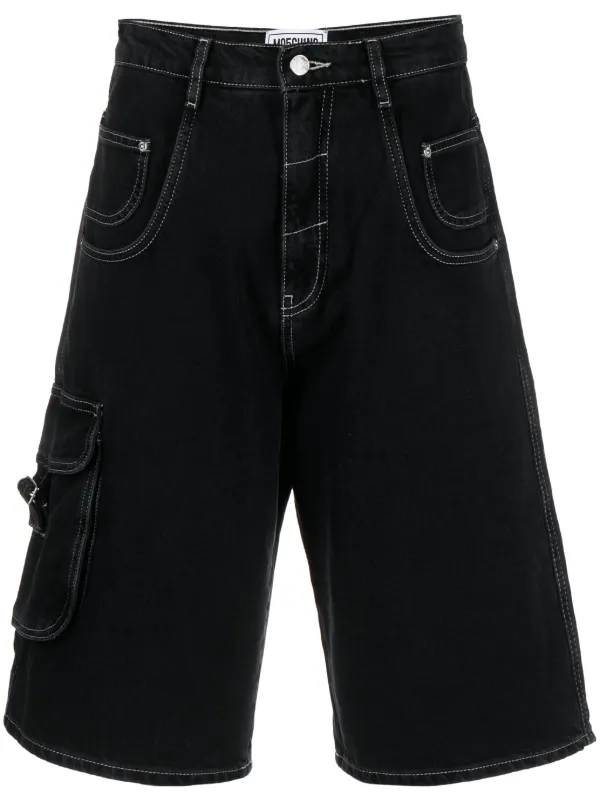 MOSCHINO JEANS contrast stitching knee length Shorts Black FARFETCH CA
