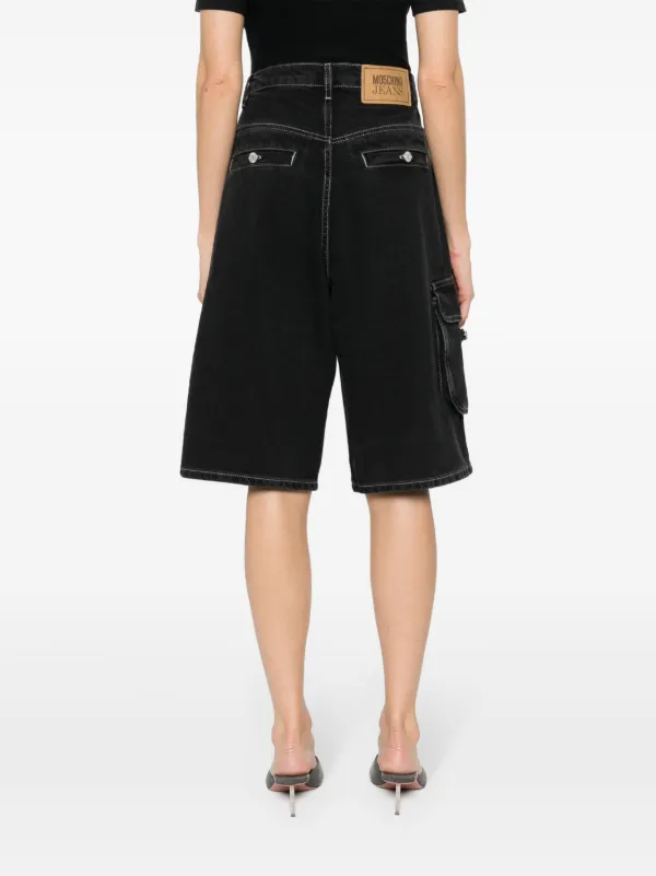 Black jean shorts knee length clearance