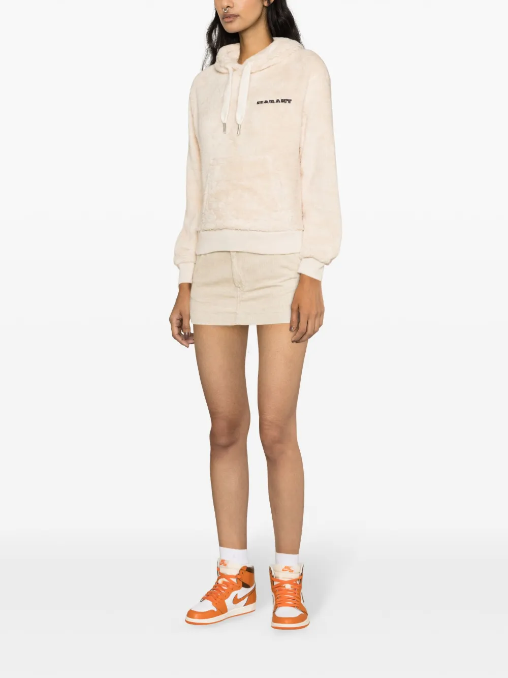 Shop Marant Etoile Maeva Logo-embroidered Fleece Hoodie In Neutrals