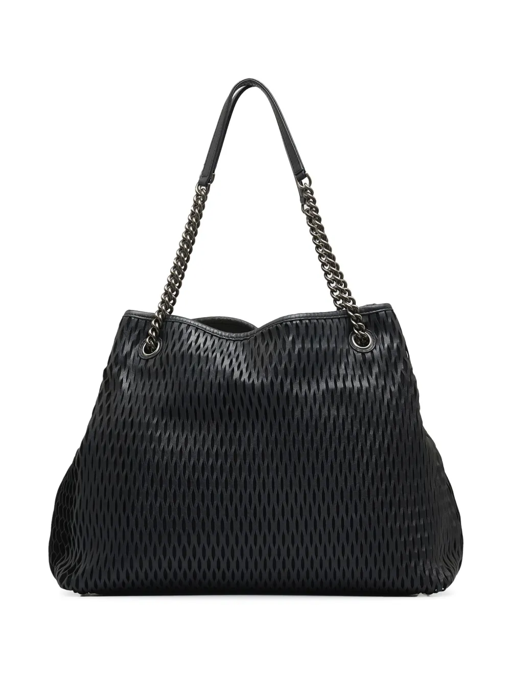 CHANEL Pre-Owned 2014-2015 CC-print perforated tote bag - Zwart