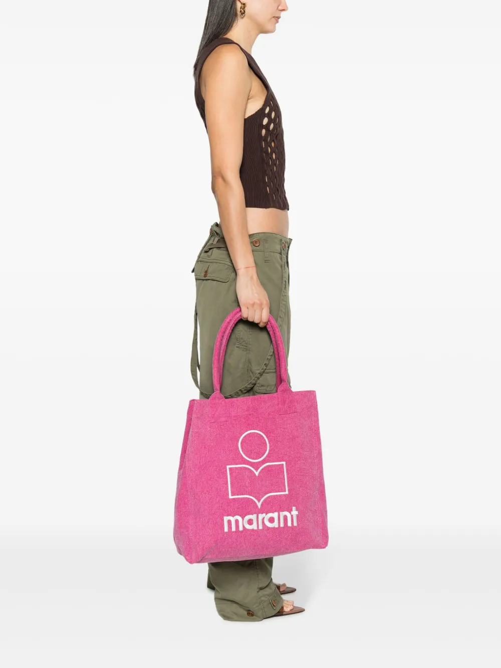 ISABEL MARANT Yenki embroidered-logo tote bag - Roze