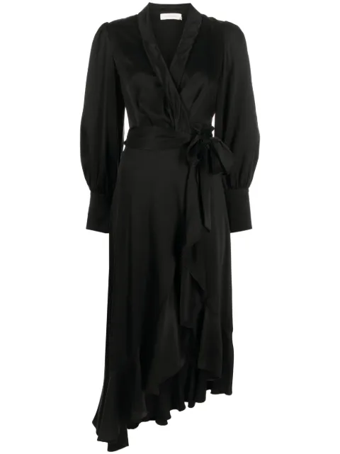 ZIMMERMANN long-sleeve wrap silk midi dress 8066DRMAT - 0