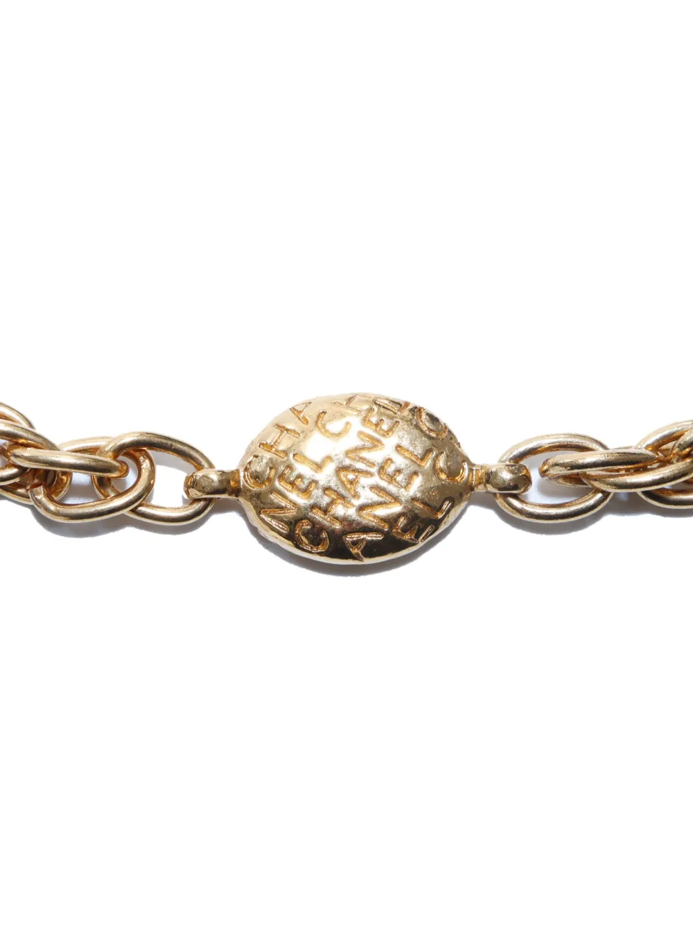 CHANEL Pre-Owned 1990s halsketting met gegraveerd logo - Goud