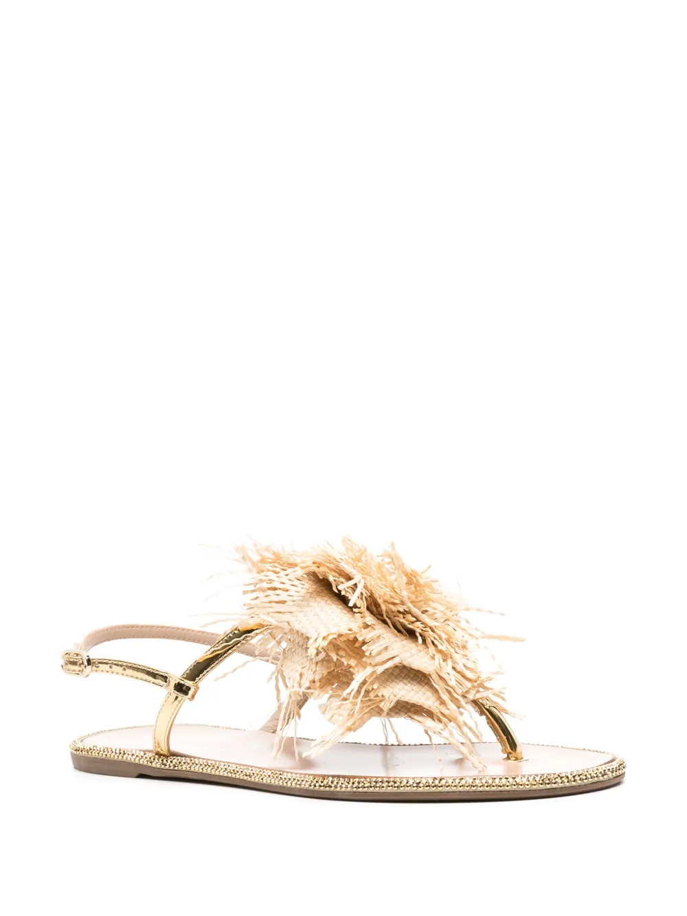 Affordable Le Silla Rose raffia-weave flat sandals Women