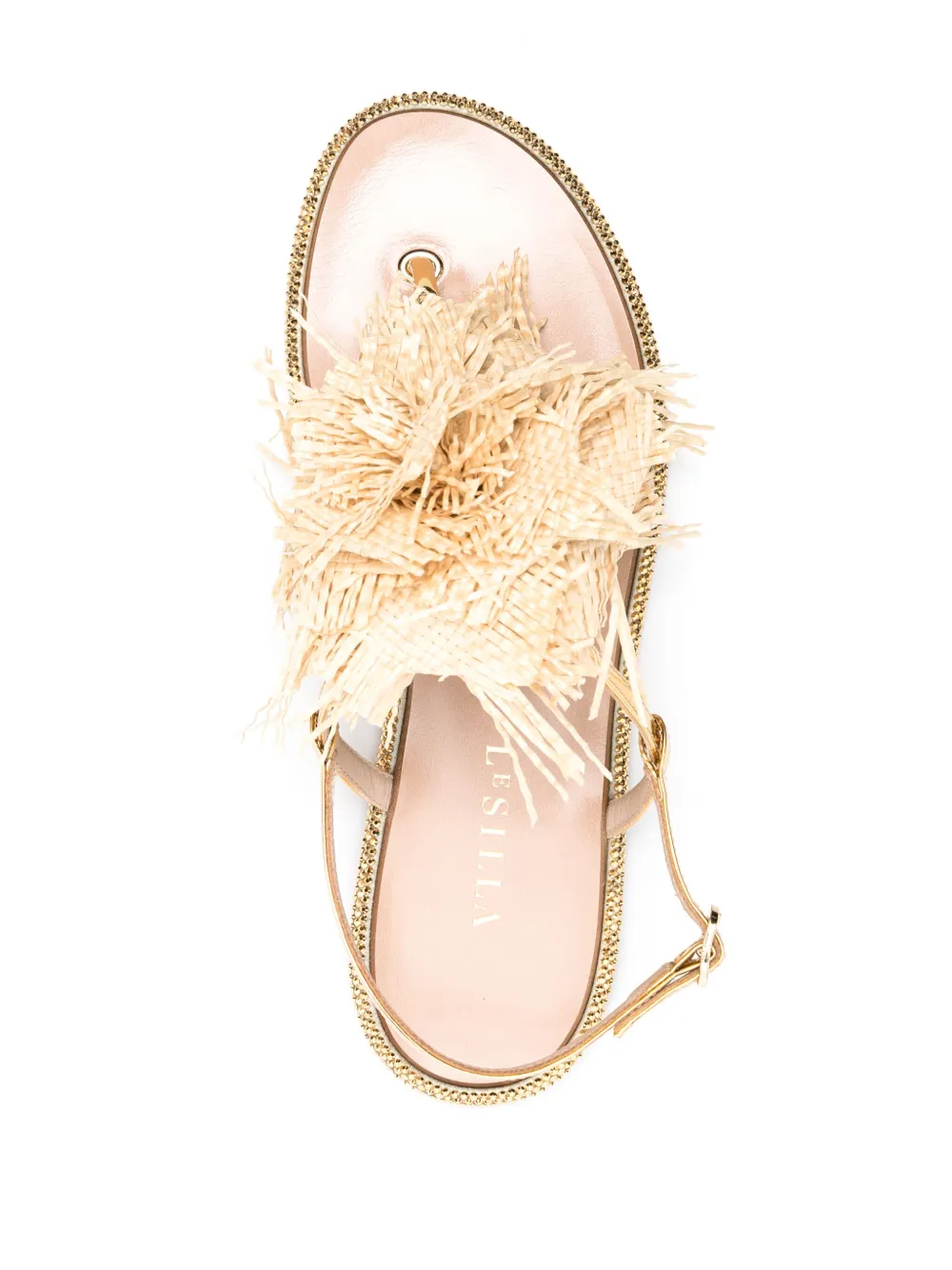 Affordable Le Silla Rose raffia-weave flat sandals Women