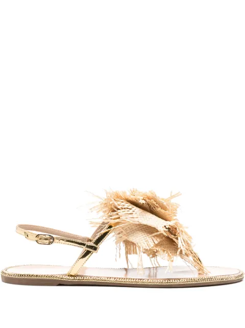 Le Silla Rose raffia-weave flat sandals
