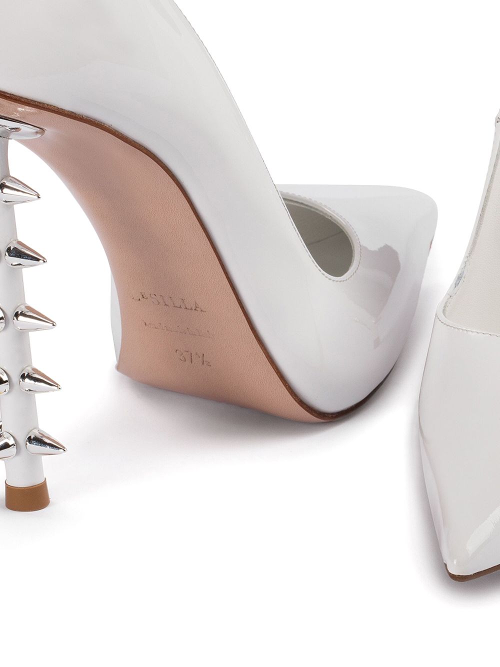 Shop Le Silla Jagger 120mm Leather Pumps In White