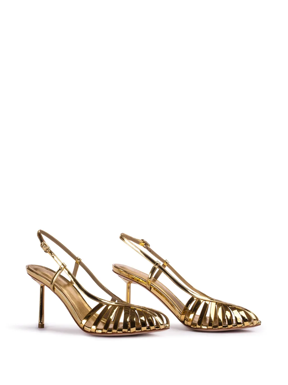 Shop Le Silla Cage 110mm Metallic Sandals In Gold